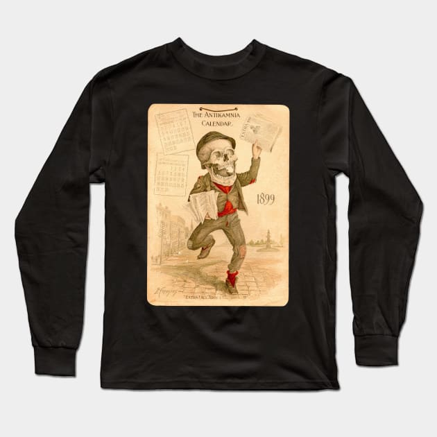 Skeleton Newsboy Long Sleeve T-Shirt by pocketlama